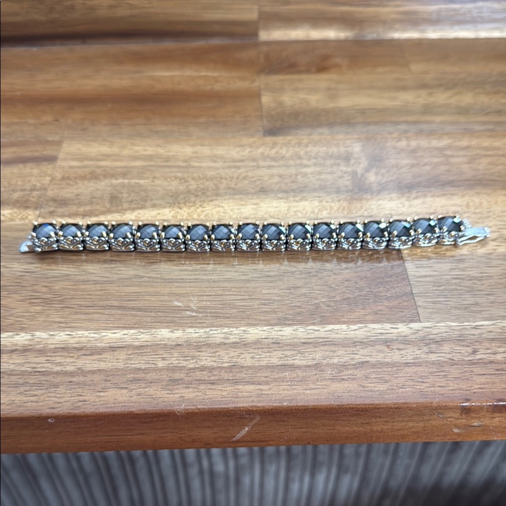 Black and Gold Tennis Bracelet with Classic Design